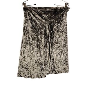 Vtg Rozae‎ Nichols Burnout Velvet Whimsigoth Skirt Silver Gray Wrap Tie Waist M